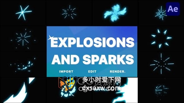 AE模板-实用手绘爆炸星星火花过渡动画音乐舞蹈卡通视频游戏特效元素