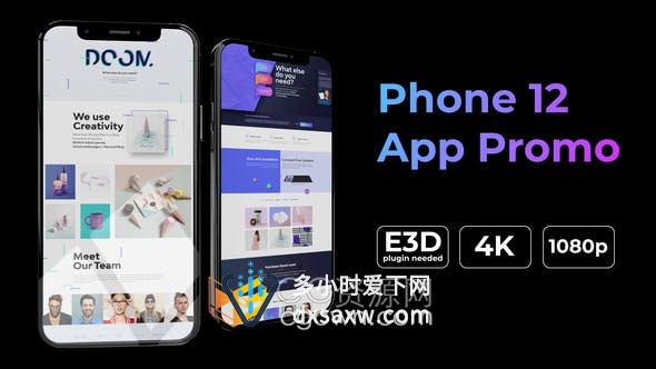 AE模板-Phone 12 App Promo程序软件宣传介绍E3D制作