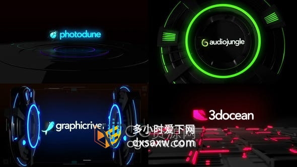 AE模板-高科技故障视频片头用于技术商业主题节目4种场景