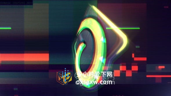 Glitch Neon Logo故障霓虹灯失真动态RGB分割标志视频片头-AE模板