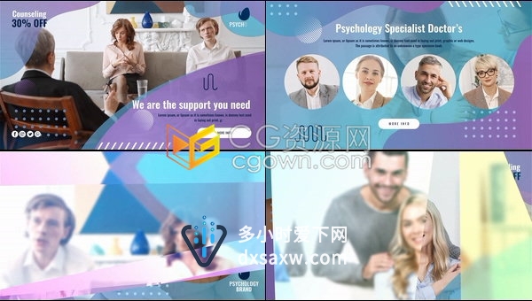 医疗中心事件宣传病毒实验室研究幻灯片心理健康视频治疗时间表-AE模板