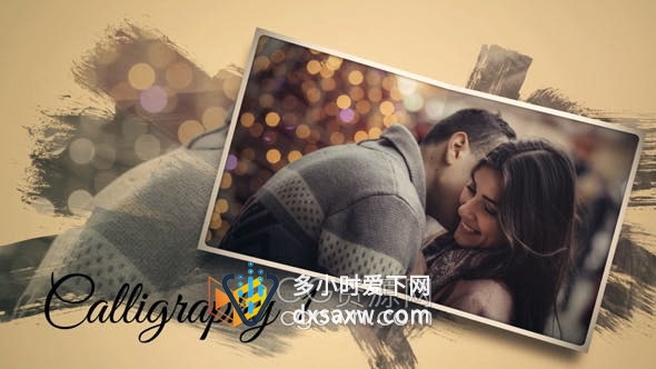 AE模板-画笔漏光效果充满艺术感复古历史视频相册