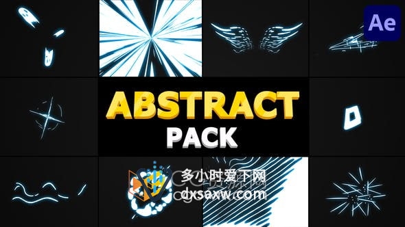 After Effects模板-手绘能量飞溅形状叠加元素视频素材Abstract Pack
