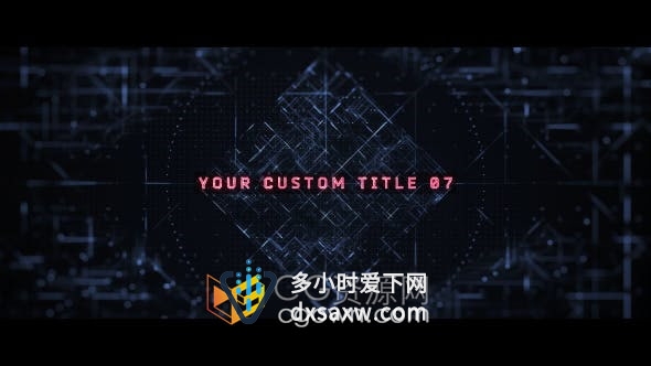 AE模板-未来派故障高科技网格介绍标题预告片动画视频