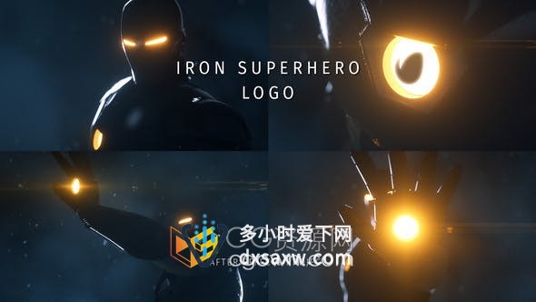 铁超级英雄钢铁侠耀斑光效演绎LOGO动画片头视频-AE模板