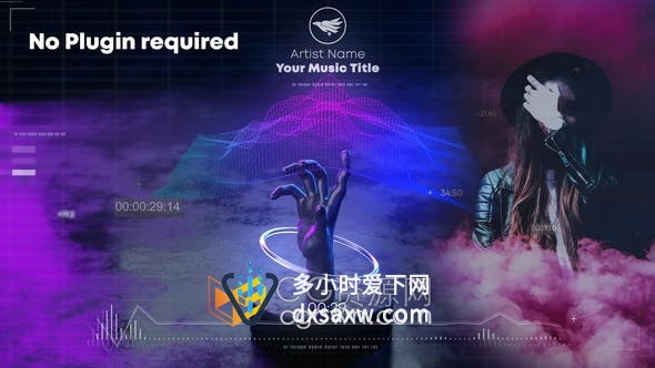 Wave Music Visualizer音乐可视化器视觉波形频率图形动画效果-AE模板