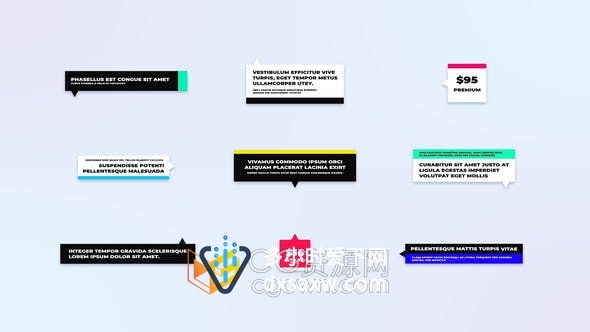 AE模板-9款设计时尚呼出弹框Toasts介绍视频字幕文字标题动画
