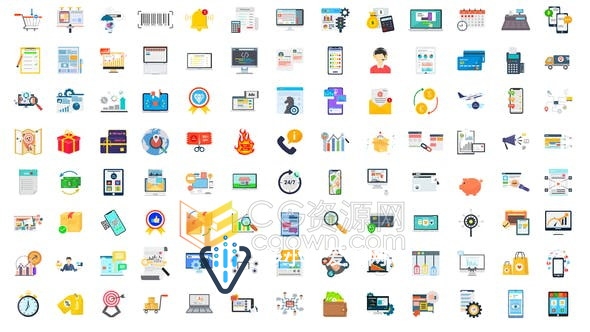 100个数字营销电子商务图标Icons Animations图形动画-AE模板