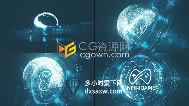 AE模板-3D高科技效果未来科幻环境飞行发光粒子形成透明粒子球动画标志展示