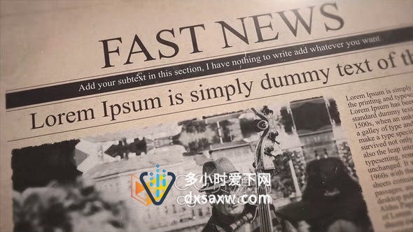 AE模板-史诗复古墨水新闻报纸展示图文动画宣传片视频