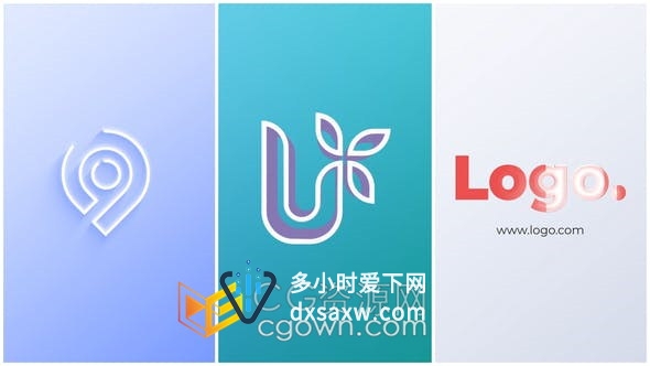 简单线条描边挤压阴影效果公司品牌标志LOGO动画-AE模板