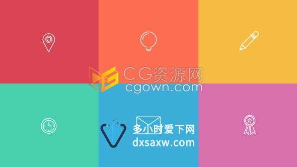 AE模板简单线条矢量轮廓大纲图标动画包技术公司网站页面设计图形演示