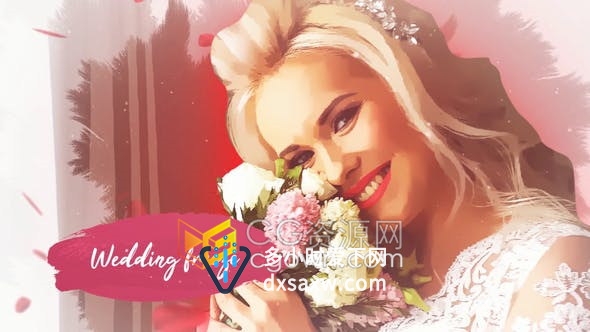 AE模板-制作创意婚礼视频彩色动画冻结画面介绍新娘新郎效果