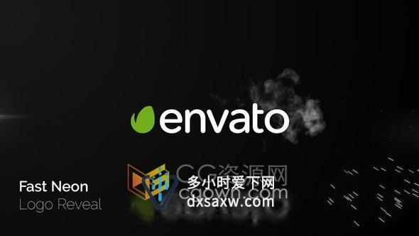 明亮快速火花穿过霓虹灯标志揭示动画现代宣传演示片头-AE模板