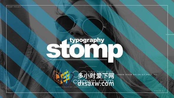 Typo Stomp文字创意动感节奏短片快速前奏视频片头制作-AE模板