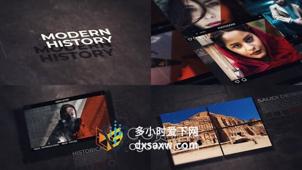 AE模板-现代风格与复古摇滚风格相结合介绍视频播放动画