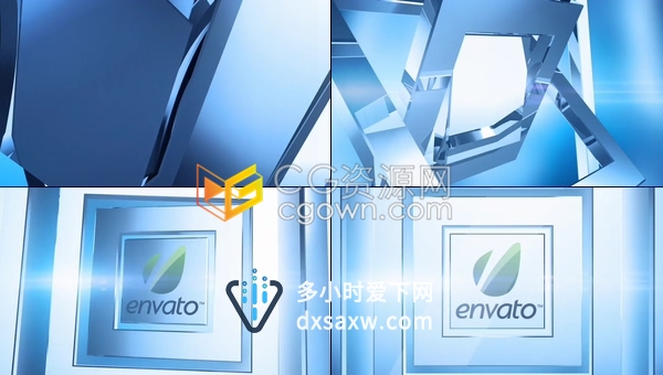 AE模板-3D矩形环反光金属面动画演示电视频道栏目介绍开场游戏公司标志片头