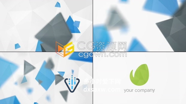 AE模板-3D多边形三角剖分动画效果演示研究测绘公司标志片头