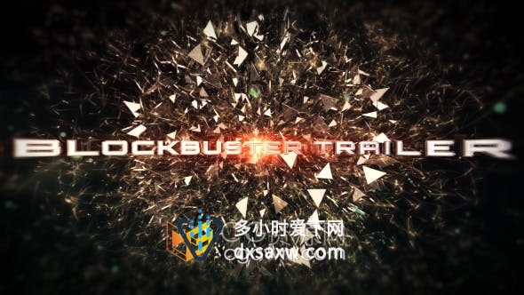 AE模板-3D大片预告片破碎特效金属标题动画电影宣传视频