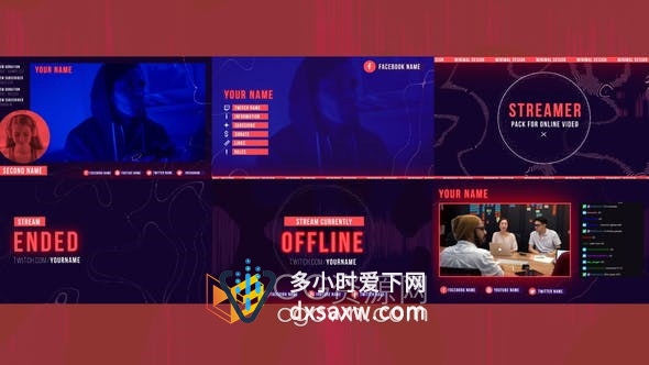 7个不同场景在线会议界面图形设计视频包装动画效果-AE模板