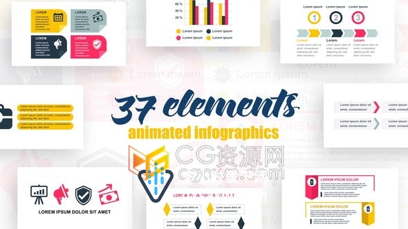 AE模板37组Infographics企业营销业绩数据图表动画公司统计分析介绍图形