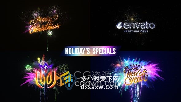 4K彩色烟花爆炸节日祝福标题logo片头-AE模板
