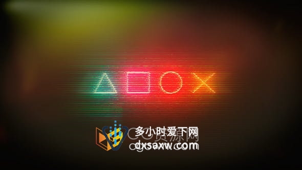 AE模板-霓虹灯控制台按钮符号故障动画游戏宣传视频片头