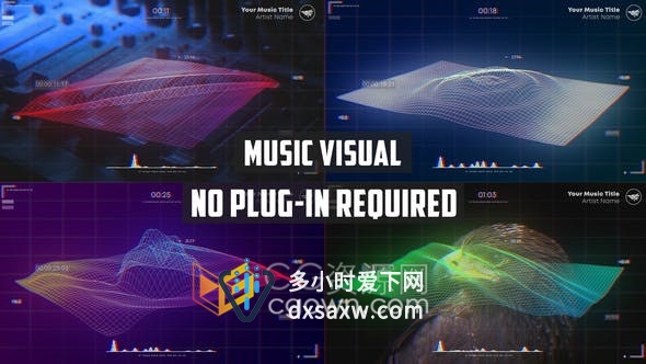 Wave可视化音乐波形视觉图形动画炫酷粒子波浪效果视频-AE模板