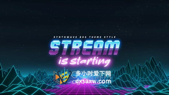 AE模板-80年代风格老式流光 Synthwave电影原声带音乐电子游戏视频片头