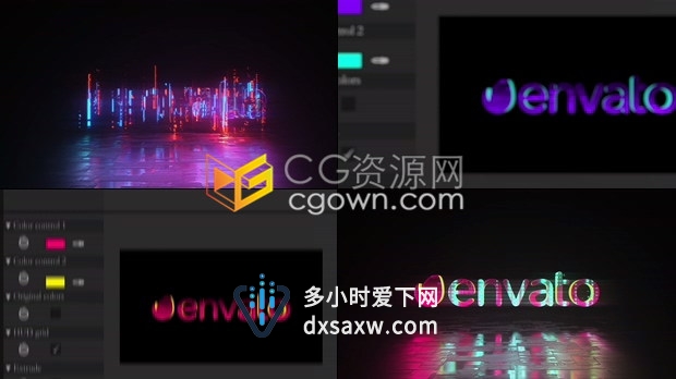 AE模板-网络科技电影数字故障朋克风霓虹灯LOGO动画