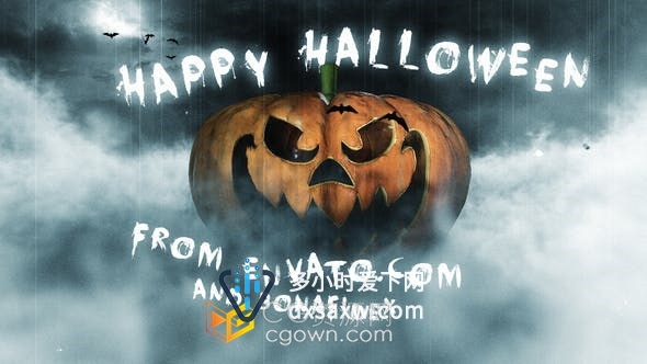 Halloween Night蝙蝠南瓜万圣节之夜开场视频片头-AE模板