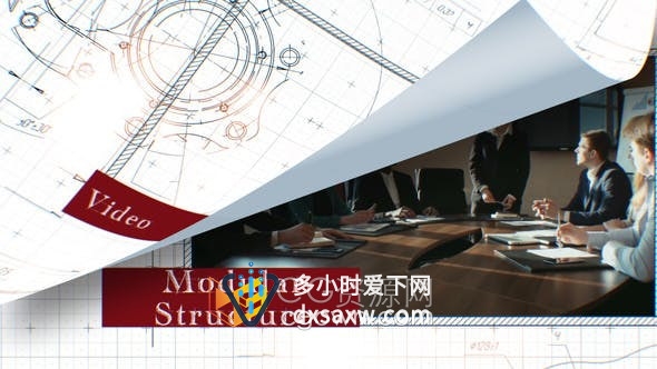 AE模板-建筑师蓝图纸幻灯片房地产住房行业宣传片视频制作