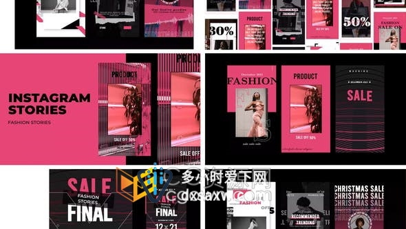 明亮设计时装品牌销售宣传INS社交媒体时装秀预告视频-AE模板