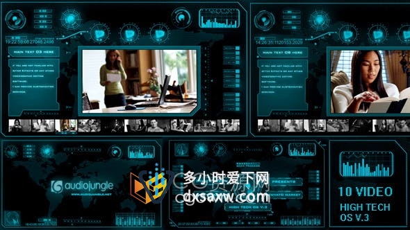 AE模板-高科技OS平视显示界面公司未来技术介绍监控视频动画