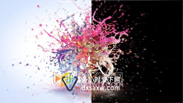 炫彩涂料迸发飞溅演绎艺术效果标志LOGO动画-AE模板