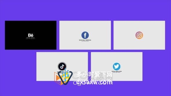 Social Media Logo社交媒体标志图形动画效果视频制作-AE模板