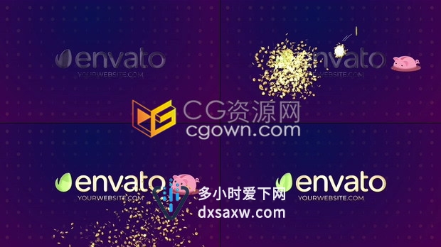 AE模板简单金币弹跳动画制作金融销售投资公司银行理财业务标志片头