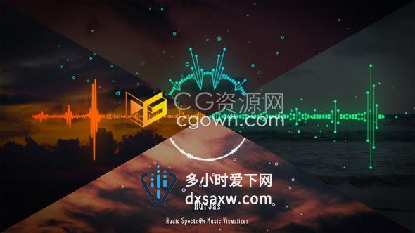 AE模板音频波形频谱径向光谱粒子背景音乐展示台音乐可视化器
