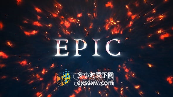 AE模板-爆炸撞击能量火焰文字标题动画奇幻冒险电影电视剧
