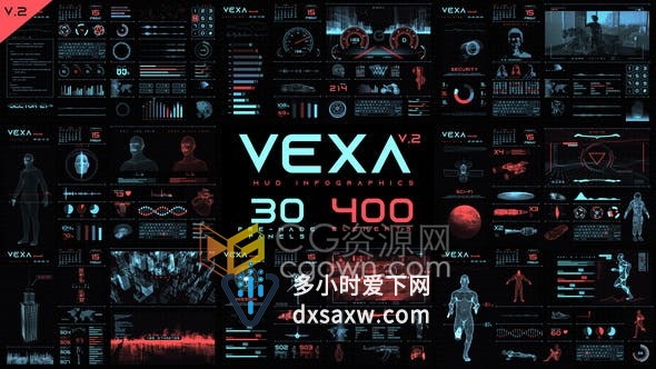 数字科技军事游戏HUD面板图服务器元素矩阵代码信息图表合集-AE模板