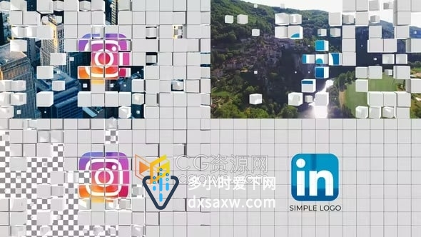 AE模板-3D方块过渡标志LOGO显示动画