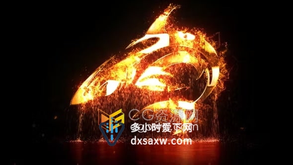 燃烧粒子逼真金属光泽饰面标志显示AE 片头模板