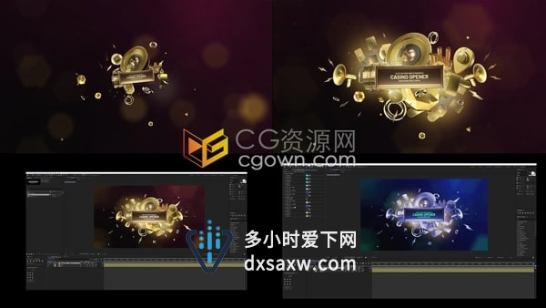 AE模板-游戏博彩酒吧音乐俱乐部片头3D活动开幕式广告牌