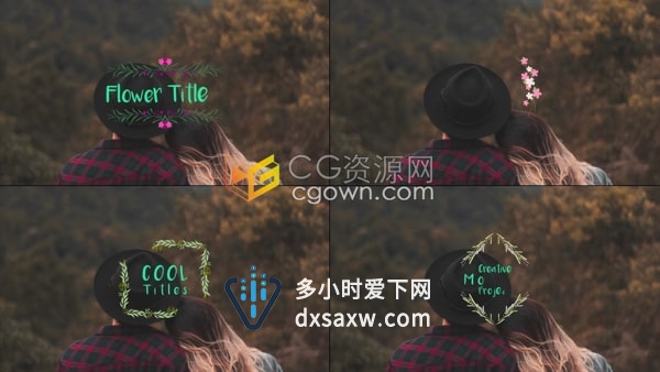 AE标题模板-漂亮藤叶花卉生长动画浪漫歌词婚礼文字开场白动画
