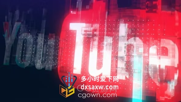 4K分辨率数字失真能量故障LOGO视频片头AE模板
