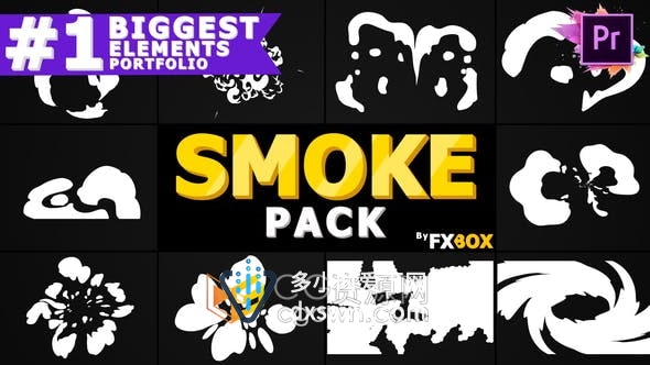 PR模板-10组手绘卡通烟雾2D图形动画MG视频