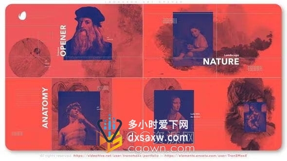 达芬奇风格老年纪录片艺术风格博物馆新展览历史事件宣传AE模板