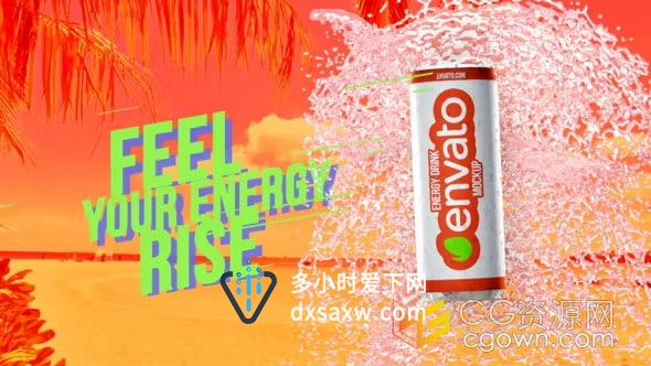 酷炫3d铝罐功能饮料啤酒汽水广告AE视频模板