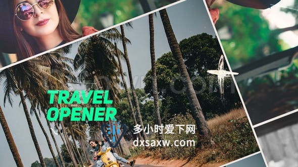PR模板下载-时尚幻灯片夏日旅游vlog介绍暑假宣传片在线营销旅行开场视频