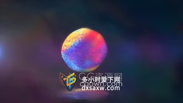非常炫丽的彩色球体粒子迸裂消散动画标志展示AE logo模板